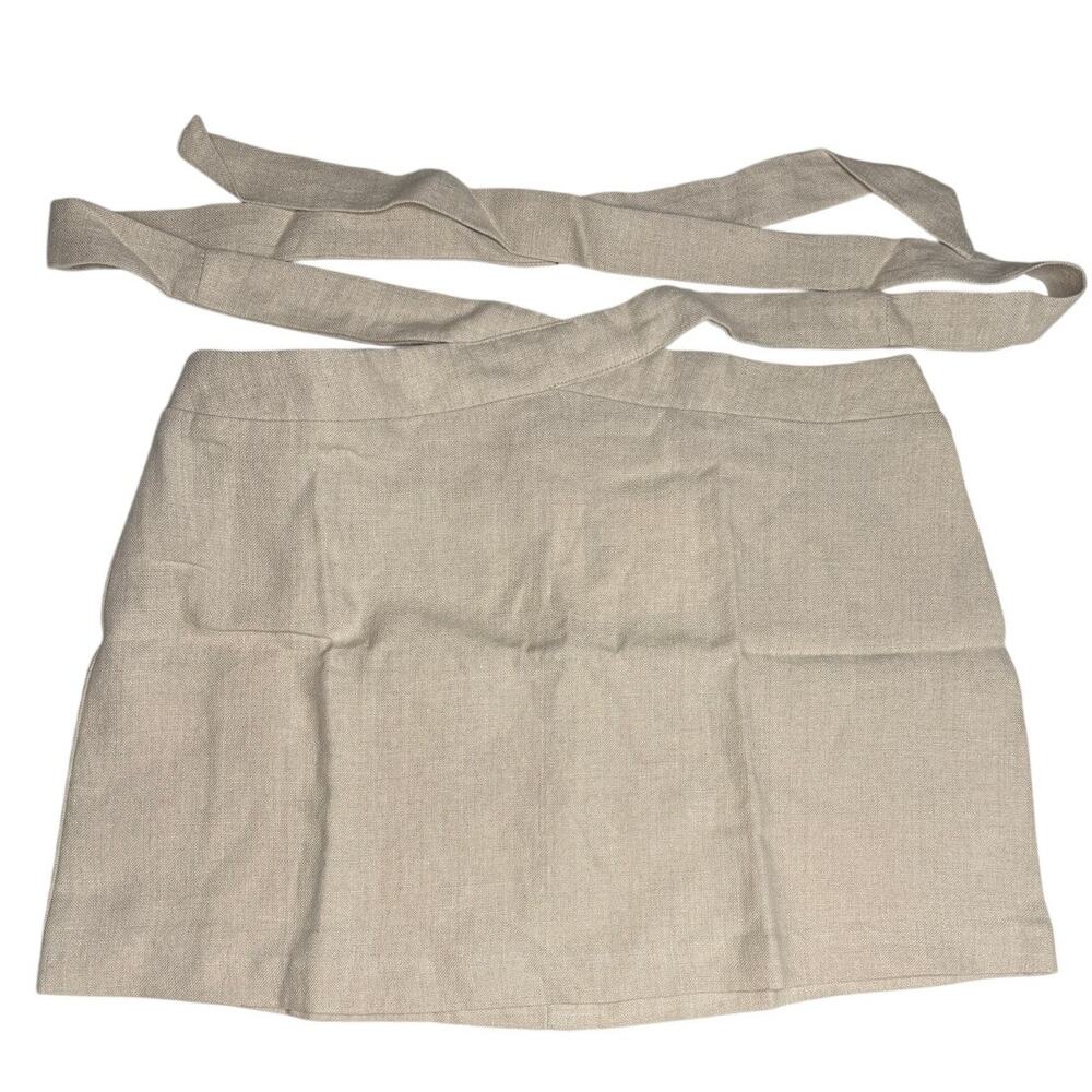 NWT Rumer Avalon Linen High Waist Tie Wrap Mini Skirt Back Zip Up S Natural - Picture 13 of 15